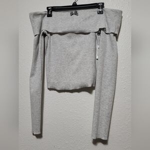 Gray Off-Shoulder Sweater